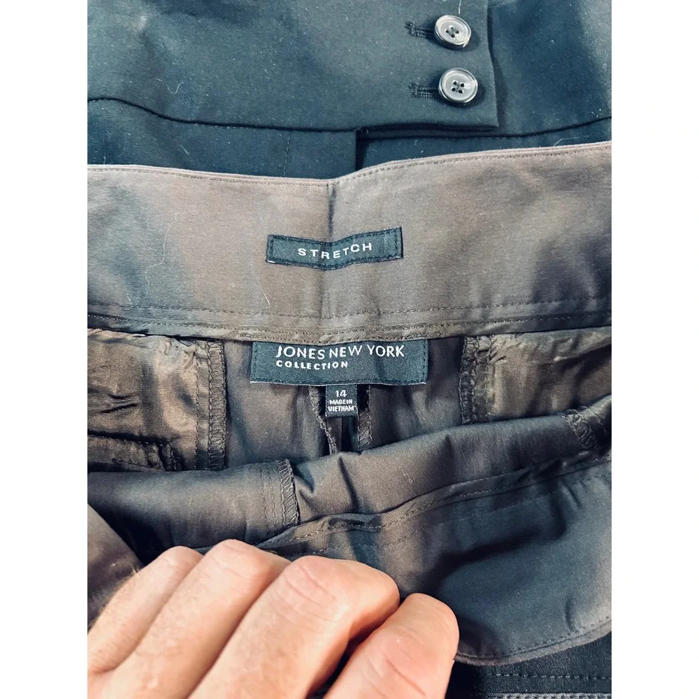 Jones New‎ York Collection Lot of 3 Stretch Dress Pants Black Brown Size 14